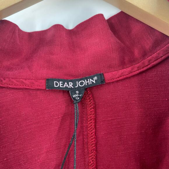 DEAR JOHN Jacket Size Small Linen Blend NWT Cinch Pockets Open Lightweight - Picture 4 of 16